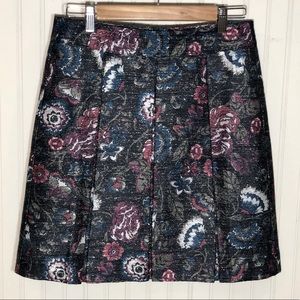 Floral Pleated Shimmer Mini Skirt, Loft Outlet,sz6